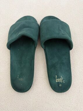 beek Dark Green Suede Slide Sandals - Women
